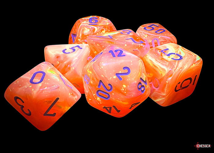 Chessex 7-set Festive Mega Hedrals: Dahlia/white Luminary
