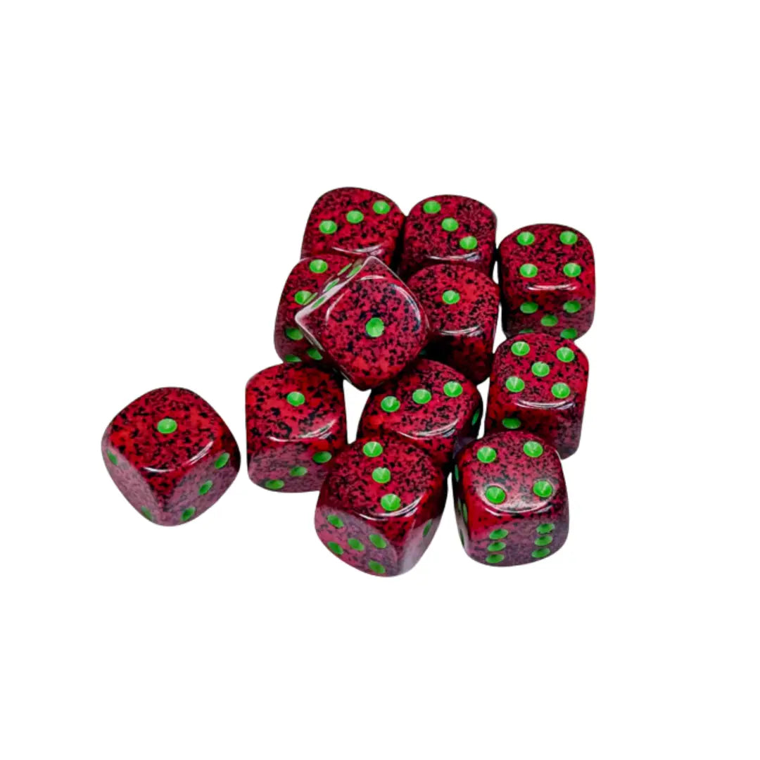 Chessex Speckled Strawberry 16mm d6 Dice Block (12 dice) Moonveil Games