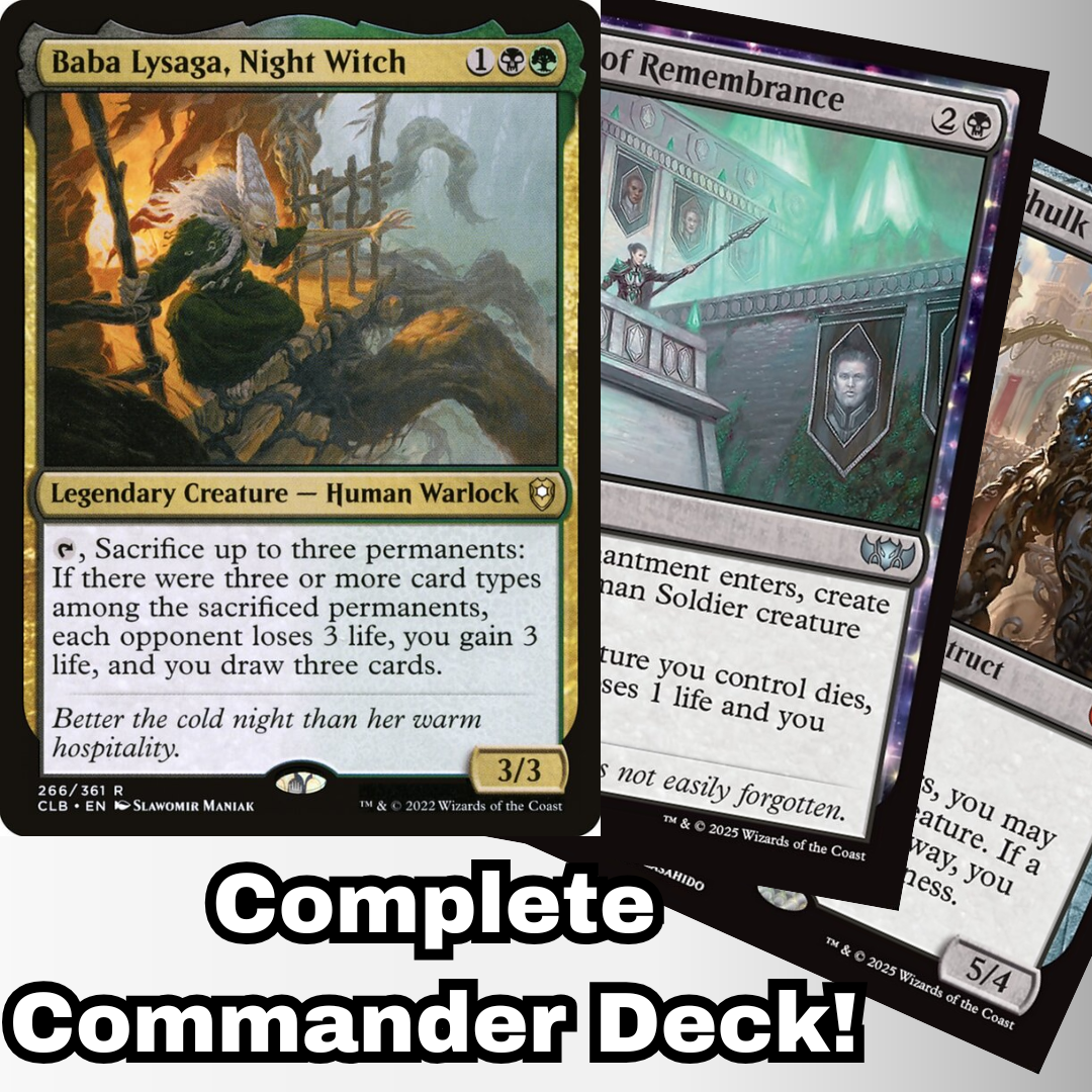 MTG Commander Deck EDH Deck Baba Lysaga, Night Witch 100 Magic Cards Custom Deck Golgari Sacrifice Dungeons & Dragons MTG Commander Deck EDH Deck Baba Lysaga, Night Witch 100 Magic Cards Custom Deck Golgari Sacrifice Dungeons & Dragons