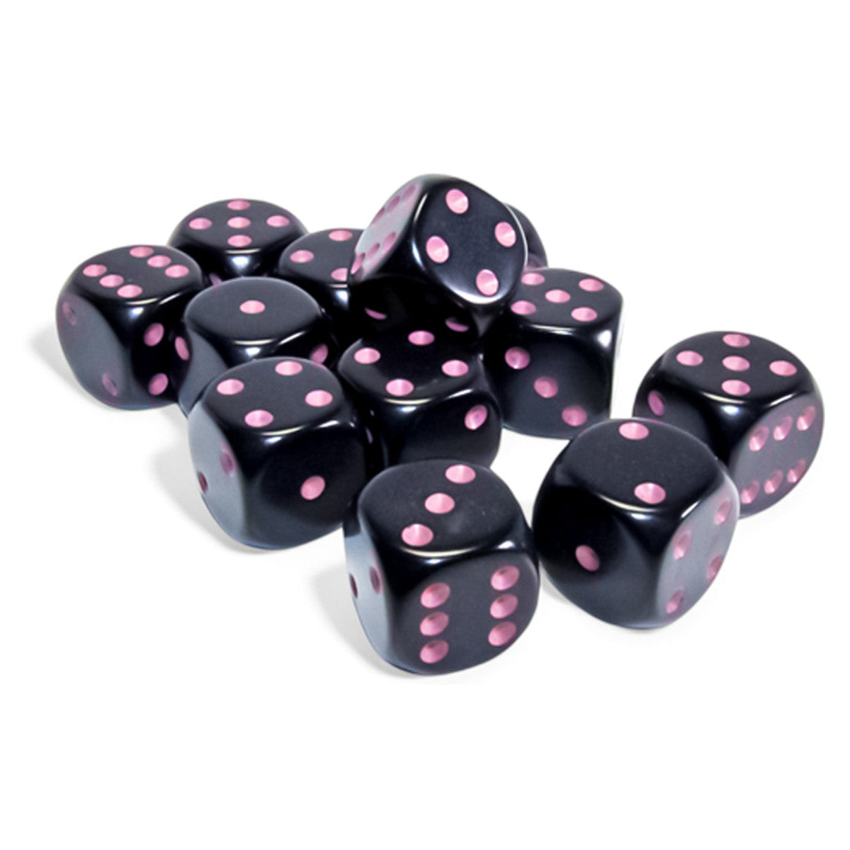 Chessex Opaque Black with Pink 16mm d6 Dice Block