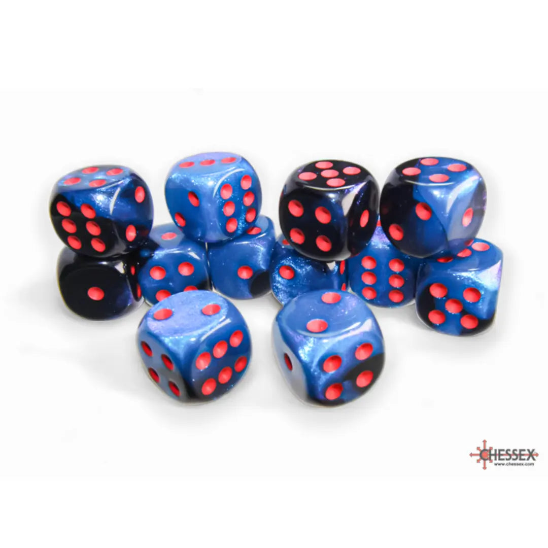 Chessex Gemini Black-Starlight/red 16mm d6 Dice Block (12 dice) Moonveil Games
