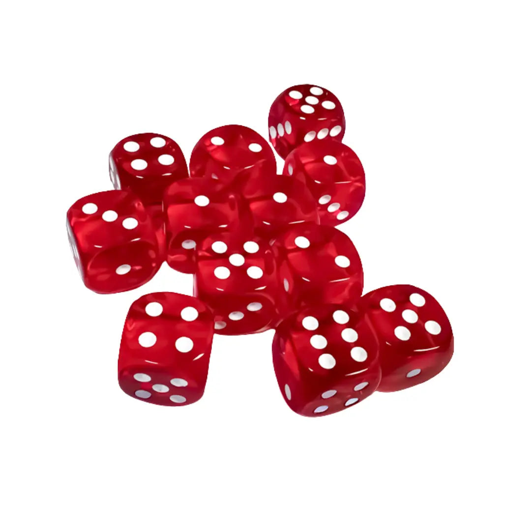 Chessex Translucent Red/white 16mm d6 Dice Block (12 dice) Moonveil Games