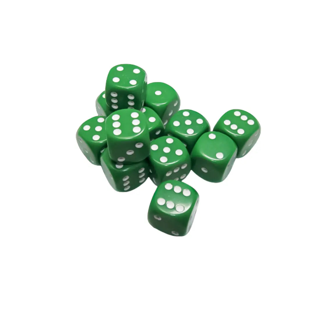 Chessex Opaque Green/white 16mm d6 Dice Block (12 dice) Moonveil Games