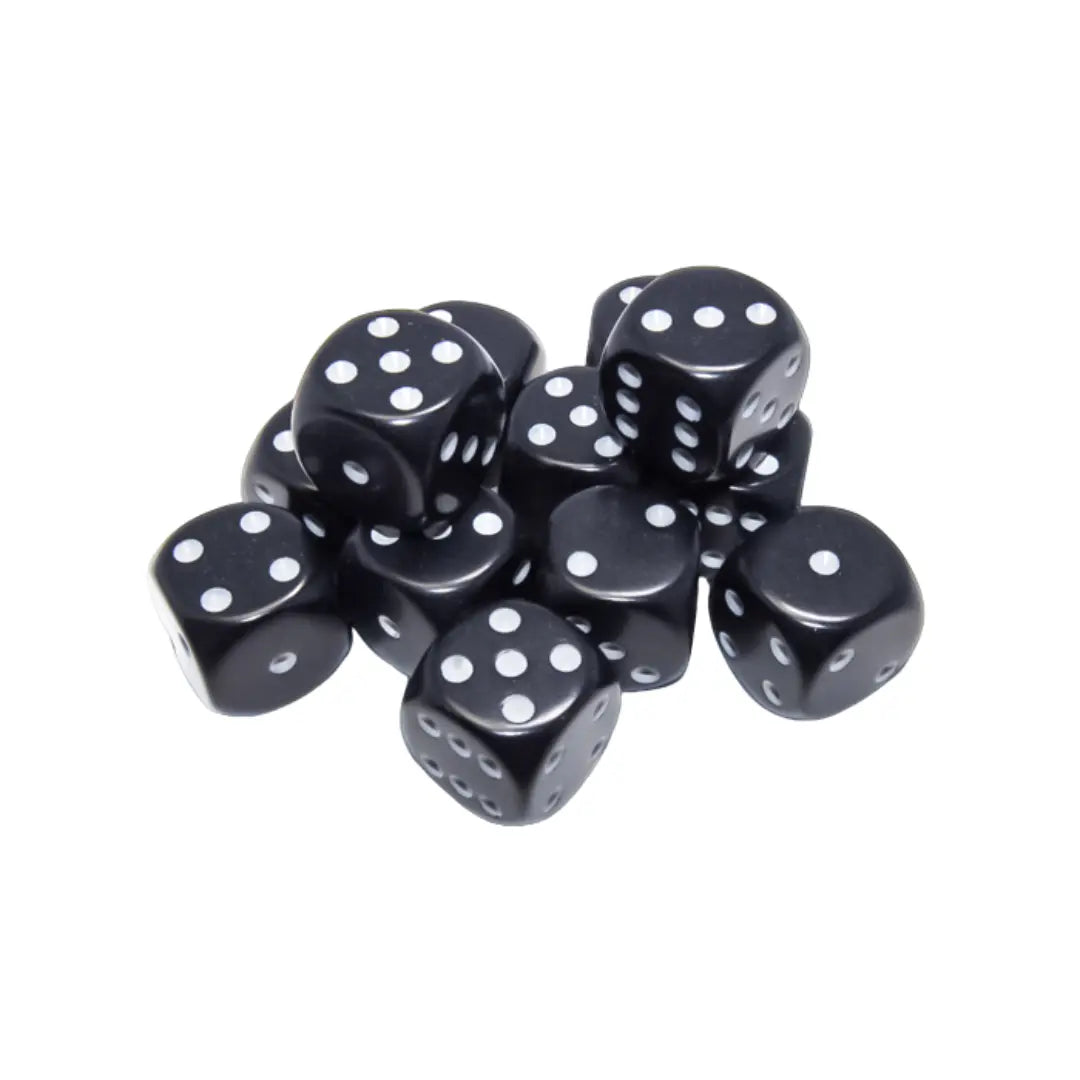 Chessex Opaque Black/white 16mm d6 Dice Block (12 dice) Moonveil Games