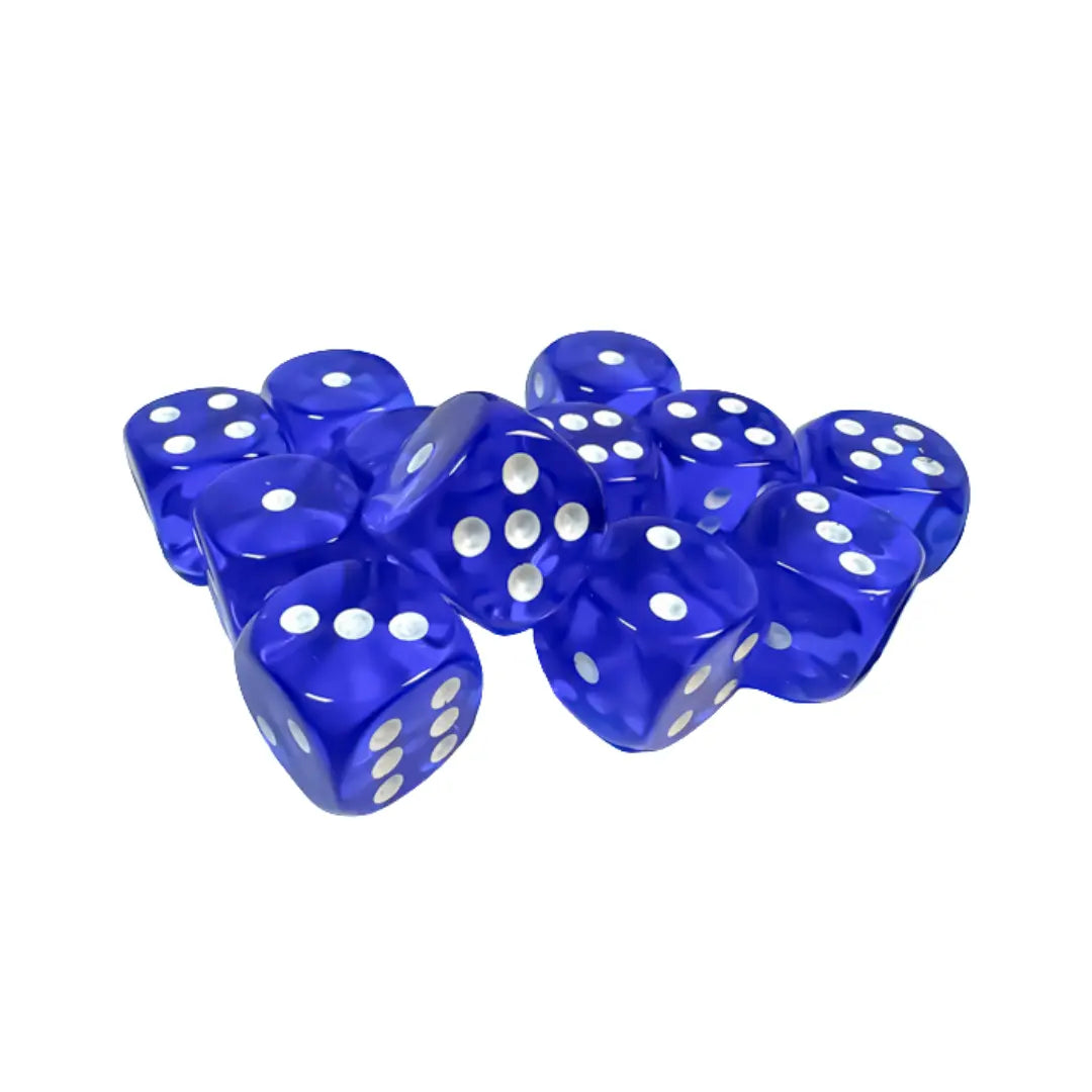 Chessex Translucent Blue/white 16mm d6 Dice Block (12 dice) Moonveil Games