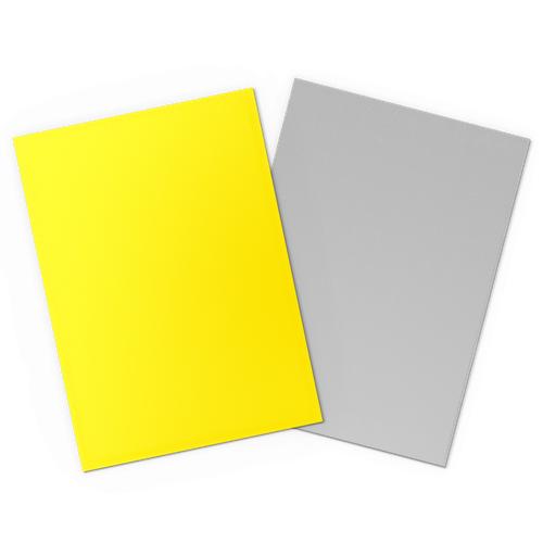 Dragon Shield Yellow & Silver - Matte Dual Sleeves, featuring bright yellow and light gray sheets, perfect for stylish, durable card protection in trading card games.