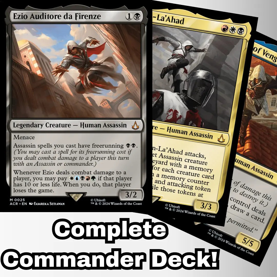 MTG Commander EDH Deck Ezio Auditore da Firenze 100 Cards Assassin's Moonveil Games MTG Commander EDH Deck Ezio Auditore da Firenze 100 Cards Assassin's Moonveil Games