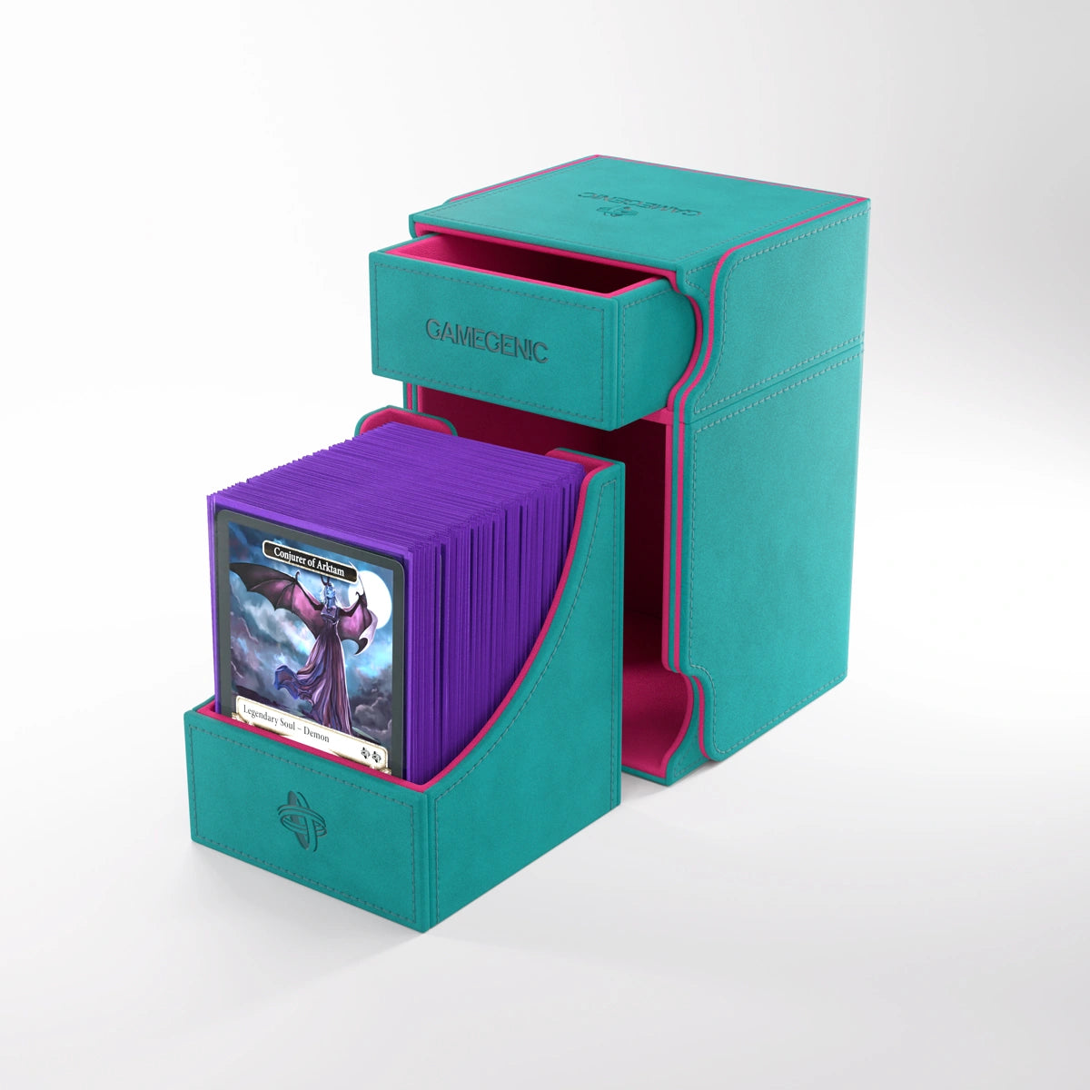 GameGenic Watchtower 100+ XL CONVERTIBLE Teal/Pink Deck Box Moonveil Games