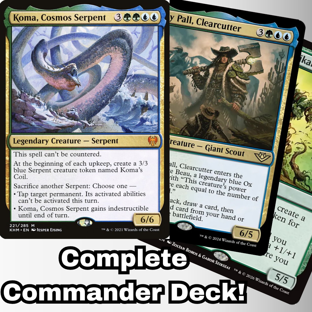 snake deck mtg commander EDH Deck Koma, Cosmos Serpent 100 Magic Cards Custom Deck Serpents Simic Ramp Bulk Tier:5-9 limited Top 10 Land Fetchers