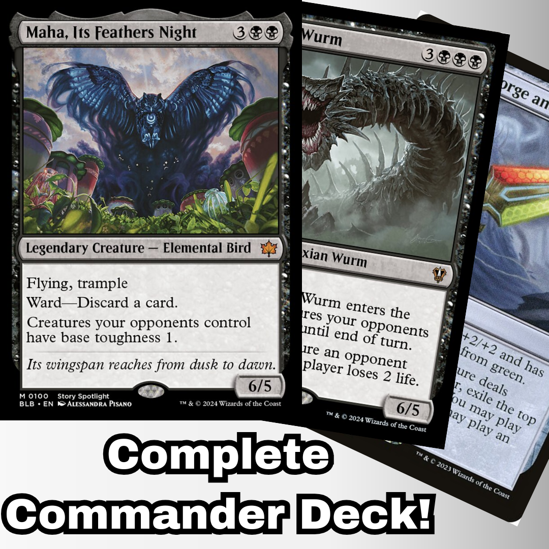 MTG Commander EDH Deck Maha, Its Feathers Night 100 Magic Cards Custom Deck  Bloomburrow Black