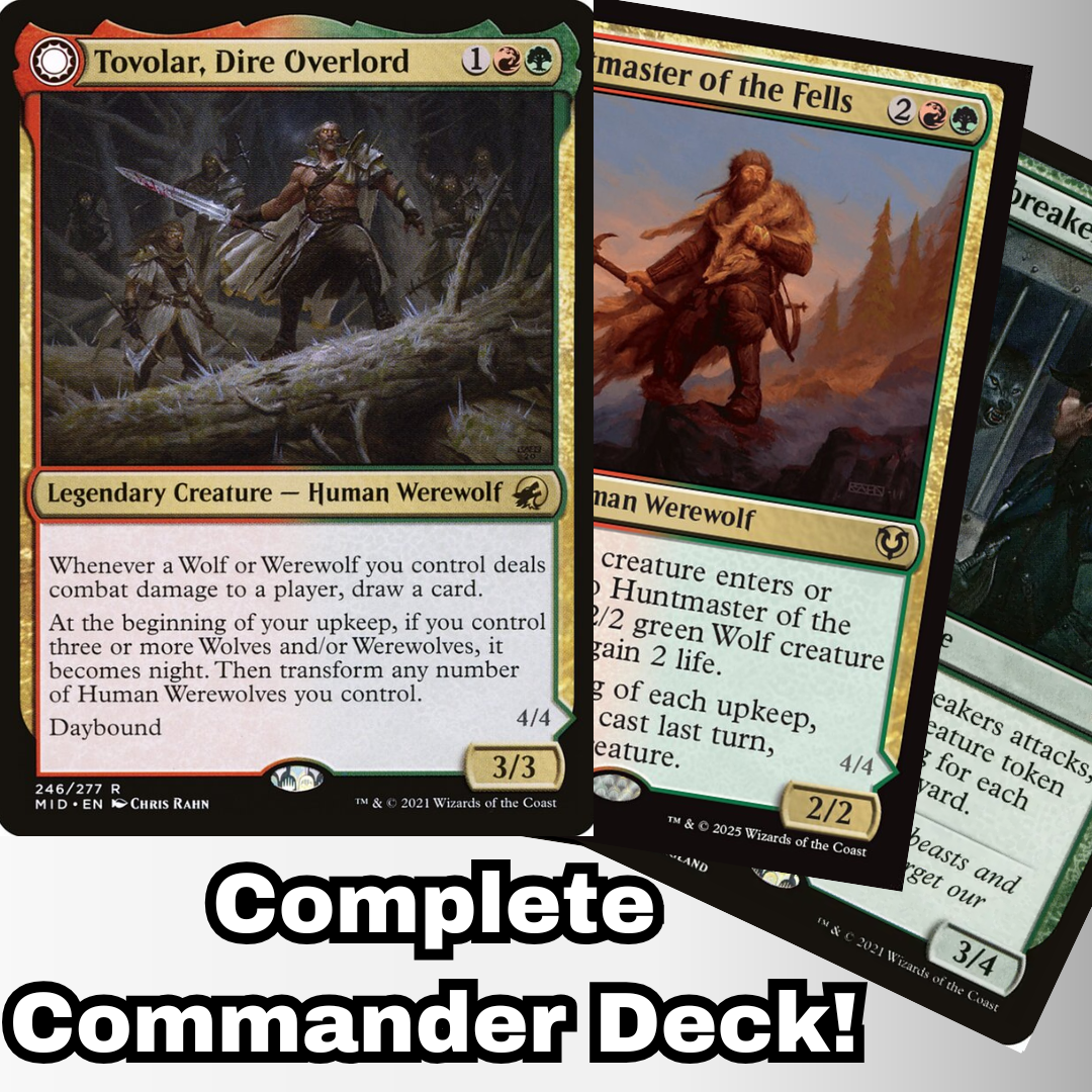 mtg werewolf commander deck Tovolar, Dire Overlord Custom Deck Werewolves Wolf Deck Wolves Gruul Stompy EDH Style: Normal or provide enhanced value MTG: Universes Beyond- Final Whispers Deck:Amber & Emerald Simba & Megara