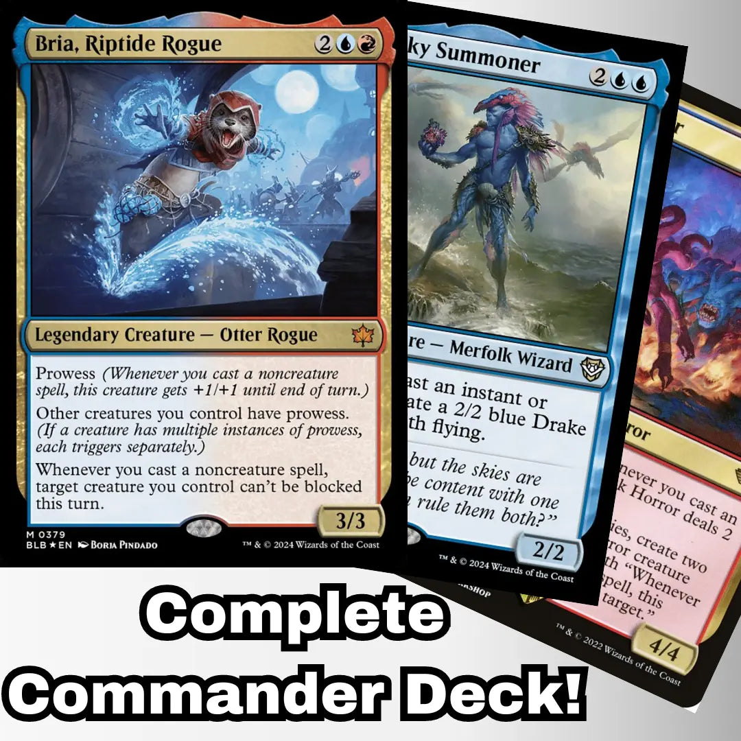 MTG Commander Deck EDH Deck Commander Bria, Riptide Rogue 100 Magic Cards Custom Deck Bloomburrow Izzet Spellslinger Deck MTG Commander Deck EDH Deck Commander Bria, Riptide Rogue 100 Magic Cards Custom Deck Bloomburrow Izzet Spellslinger Deck