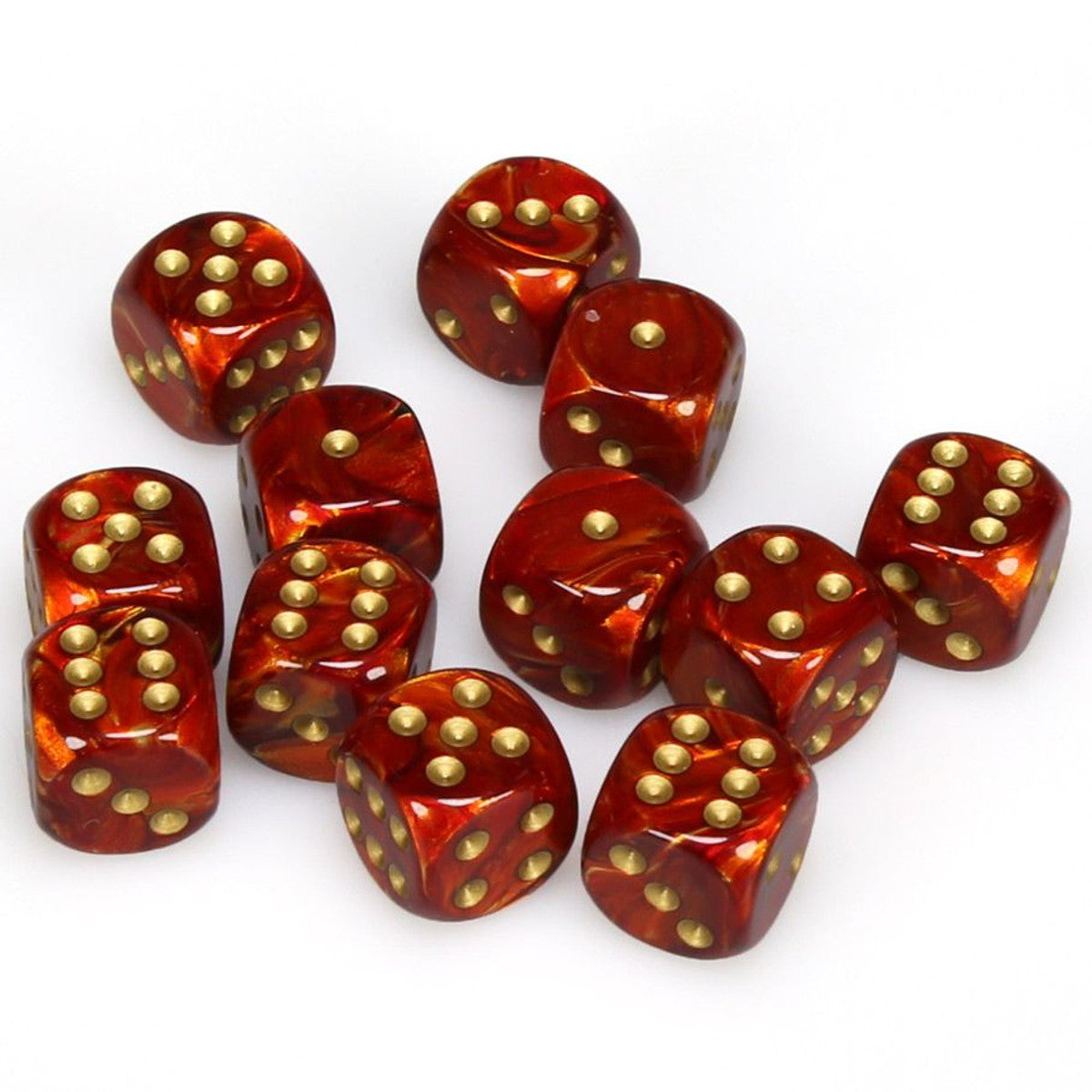 Chessex Scarab Scarlet/Gold 16mm d6 Dice Block Moonveil Games