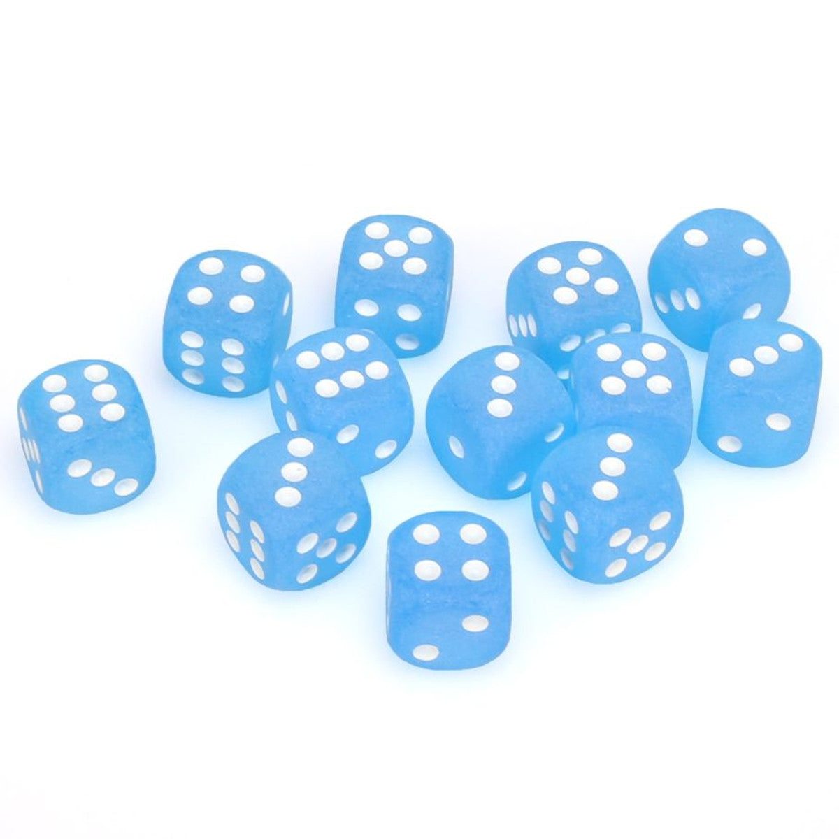 Chessex Frosted Caibbean Blue/White 16mm d6 Dice Block (12 dice) Moonveil Games