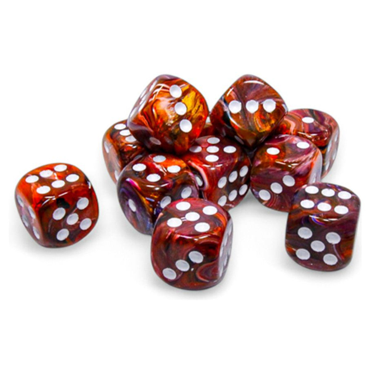 Chessex Festive Symphony/White 16mm d6 Dice Block (12 dice) Moonveil Games