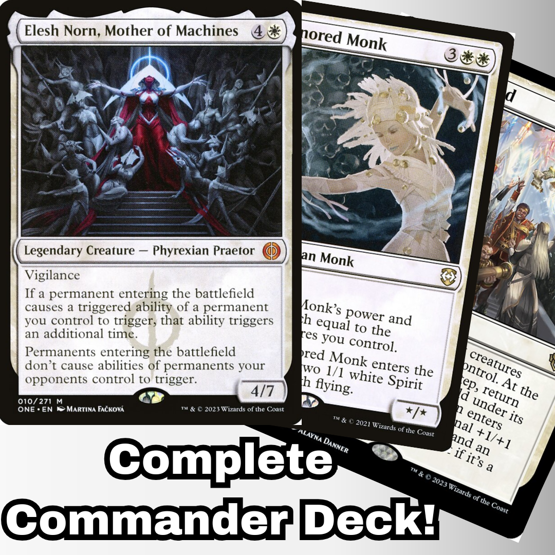 MTG Commander Deck EDH Deck Elesh Norn, Mother of Machines 100 Magic Cards  Custom Deck Tokens Flicker Mono White