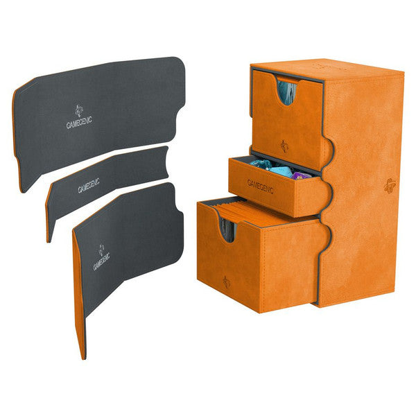 GameGenic Stronghold 200+ CONVERTIBLE Orange Deck Box Moonveil Games