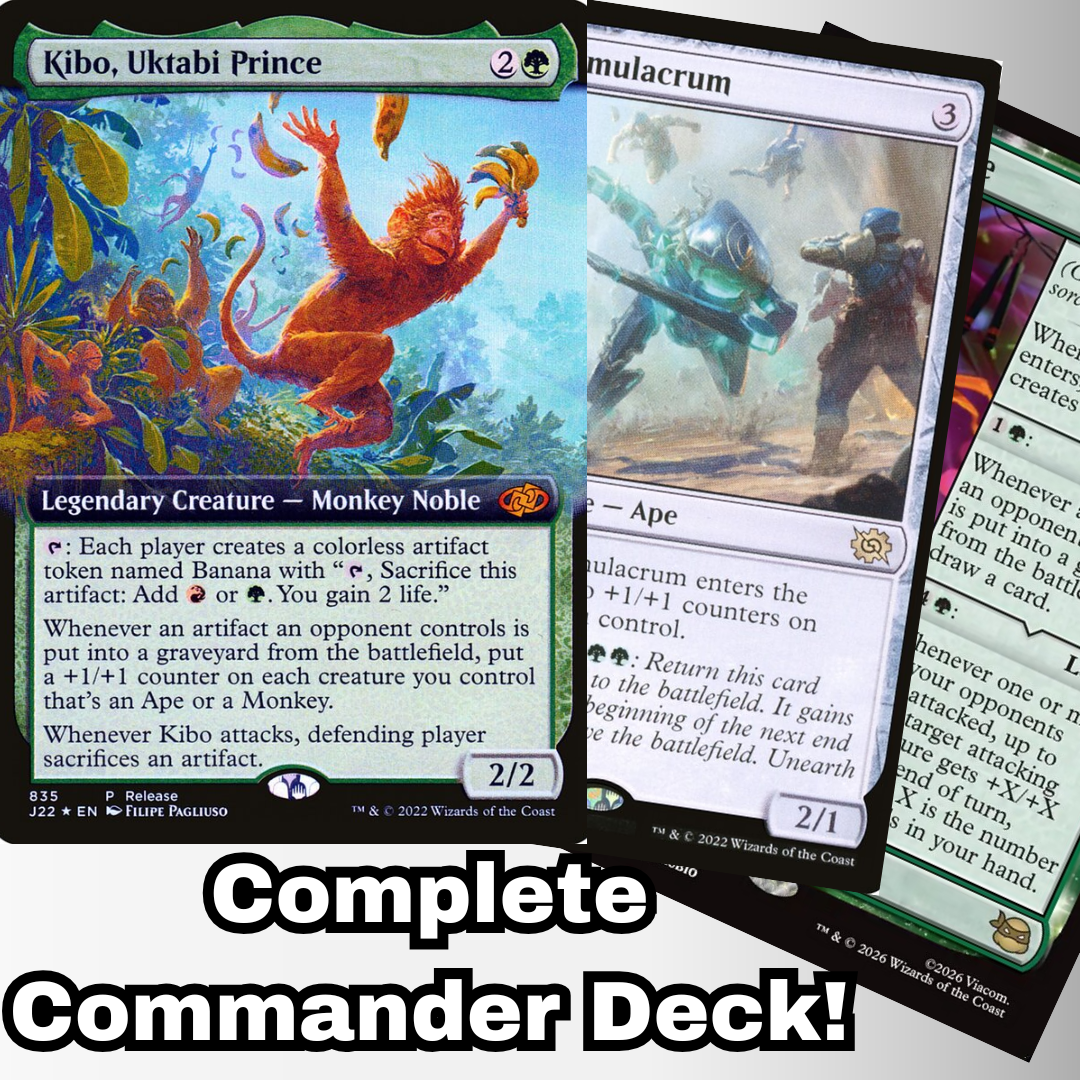 MTG Commander Deck EDH Deck Kibo, Uktabi Prince 100 Magic Cards Custom Deck  Apes & Monkeys! Bananas!