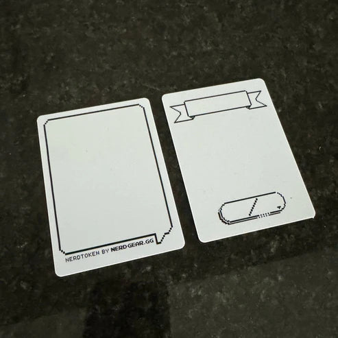 Nerd Gear NerdTokens - Extra Thick Dry Erase Tokens for MTG, featuring customizable pixel-art designs for tabletop games, shown on a dark surface.