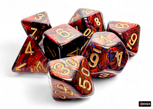 Chessex 7-set Mega Hedrals: Scarab Blue Blood/Gold