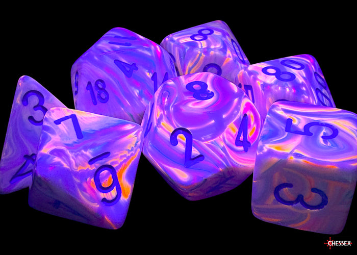 Chessex 7-set Festive Mega Hedrals: Pop Art/blue