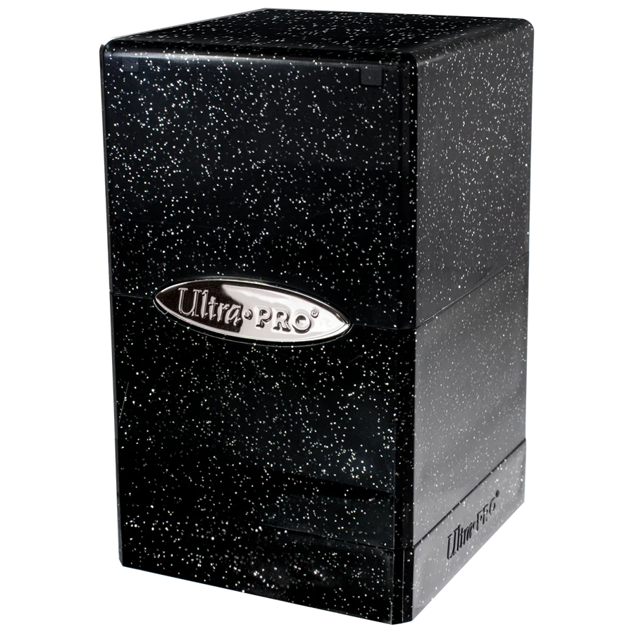 Ultra PRO: Glitter Satin Tower Black Deck Box Moonveil Games