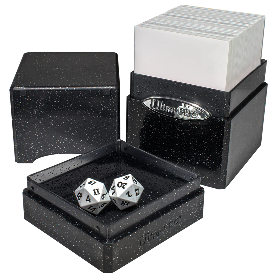 Ultra PRO: Glitter Satin Tower Black Deck Box Moonveil Games