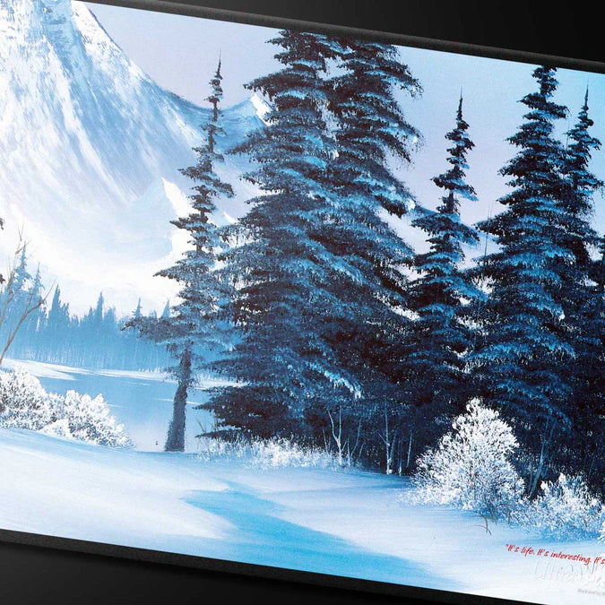 Ultra Pro Bob Ross - Winter Paradise Black Stitched Playmat for Tabletop Gaming