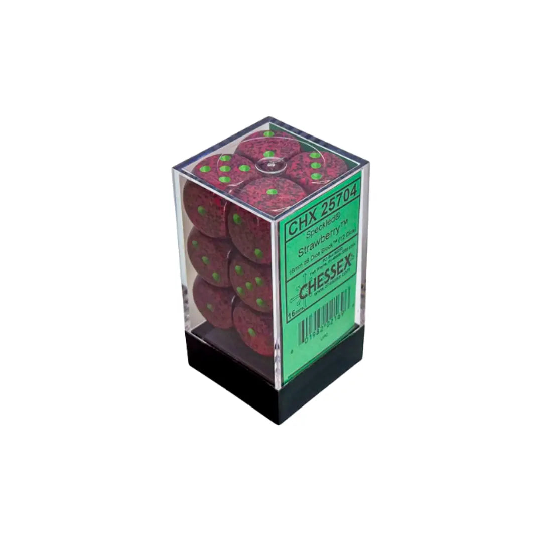 Chessex Speckled Strawberry 16mm d6 Dice Block (12 dice) Moonveil Games