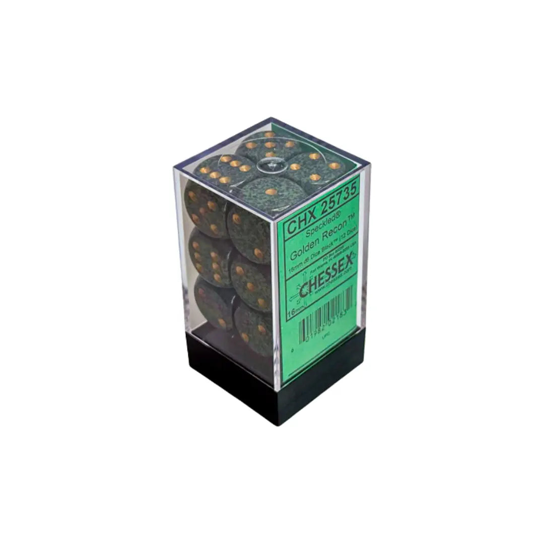 Chessex Speckled Golden Recon 16mm d6 Dice Block (12 dice) Moonveil Games