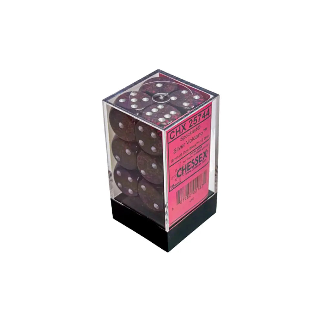 Chessex Speckled Silver Volcano 16mm d6 Dice Block (12 dice) Moonveil Games