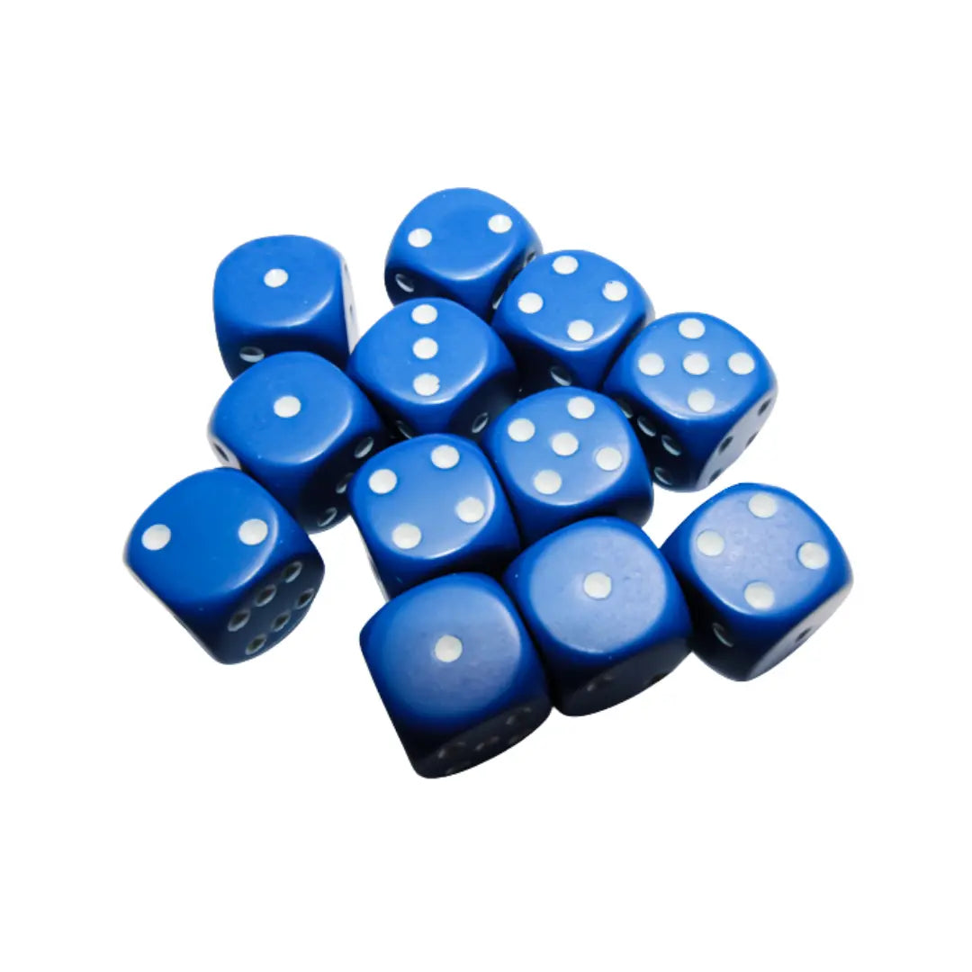 Chessex Opaque Blue/white 16mm d6 Dice Block (12 dice) Moonveil Games