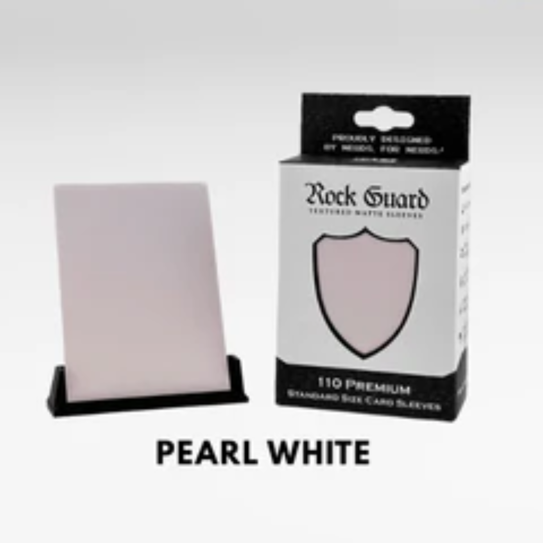 Nerd Gear Rock Guard Premium MTG Textured Matte Sleeves - 110 Pack, showcasing durable sleeves and box, ideal for protecting and shuffling MTG cards.