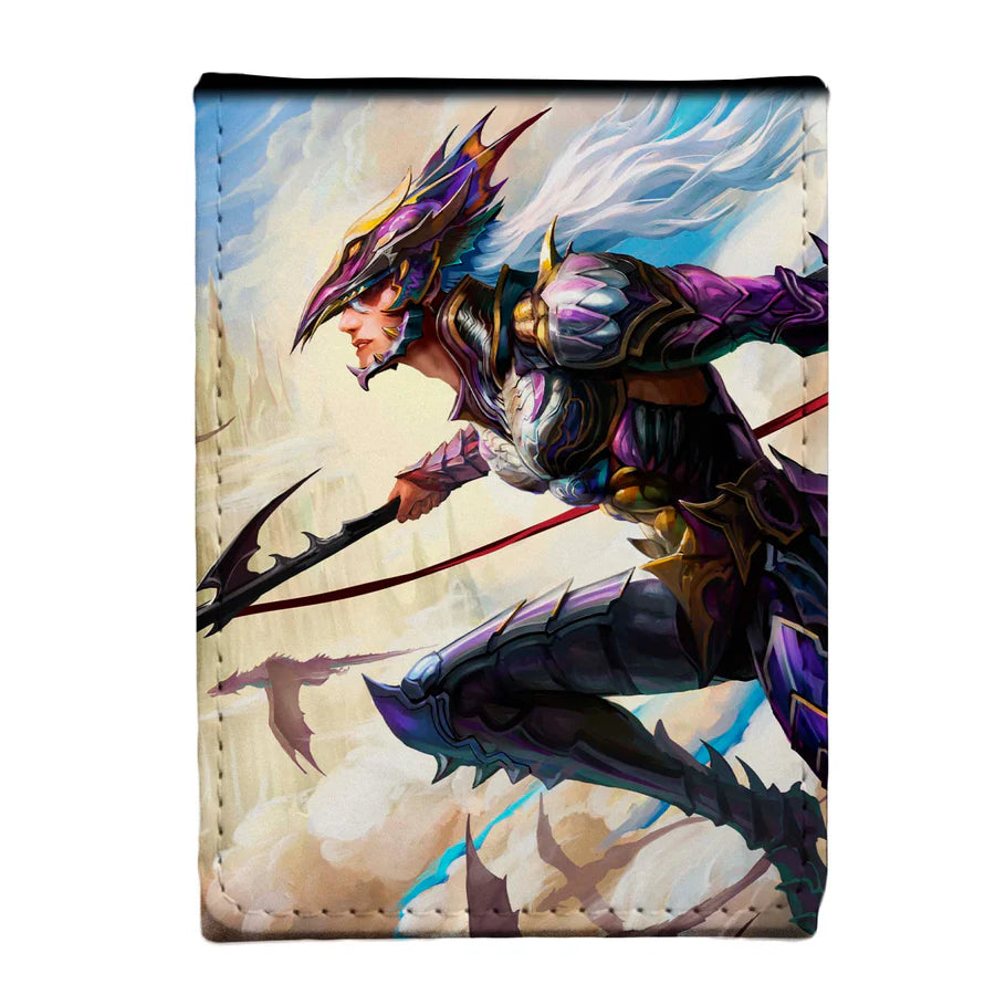Ultra PRO Alcove Flip: Magic the Gathering: Final Fantasy: Kain, Traitorous Dragoon Deck Box, featuring a warrior in ornate armor, holds 100 double-sleeved cards securely.