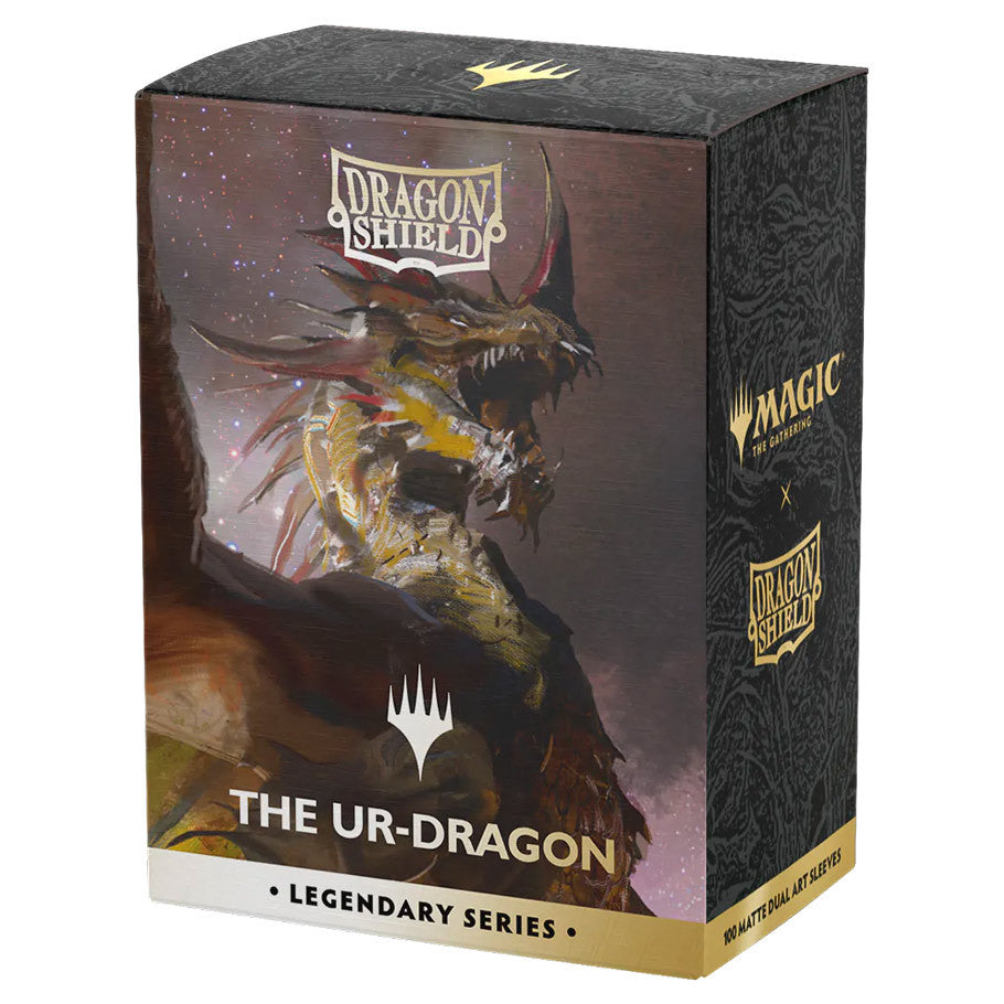 Dragon Shield: Art: Dual Matte: Magic the Gathering: Landfall Series: The Ur-Dragon retail box with 100 protective card sleeves showcasing The Ur-Dragon artwork.