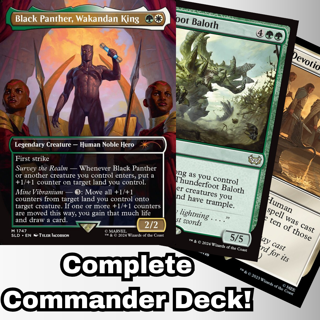 MTG Commander Deck EDH Deck Black Panther, Wakandan King 100 Magic Cards Custom Deck Marvel Counters