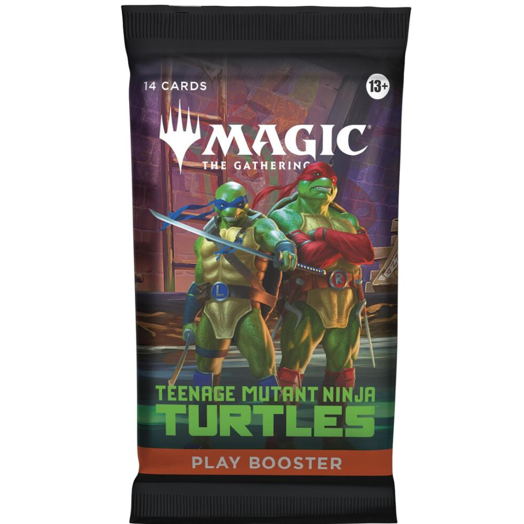 Magic: The Gathering Teenage Mutant Ninja Turtles Play Booster Pack featuring Leonardo and Raphael, 14 cards, age 13+. Free shipping on orders over $20 at Moonveil Games.