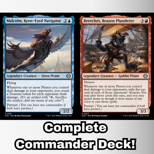MTG Commander EDH Deck Breeches, Brazen Plunderer & Malcolm, Keen-Eyed Navigator 100 Cards Pirates Partners Izzet