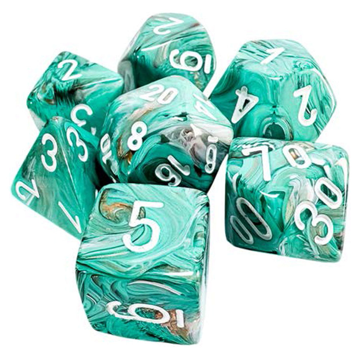 Chessex 7-set Mega Hedrals: Oxi-Copper/white