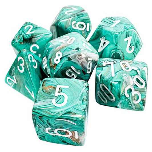 Chessex 7-set Mega Hedrals: Oxi-Copper/white