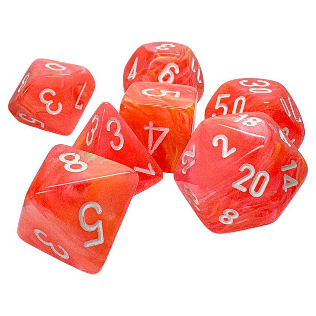 Chessex 7-set Festive Mega Hedrals: Dahlia/white Luminary