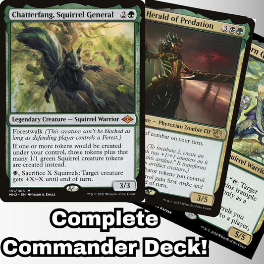 MTG Commander Deck EDH Deck Chatterfang, Squirrel General 100 Magic Cards Custom Deck Squirrels Tokens Green Black Golgari