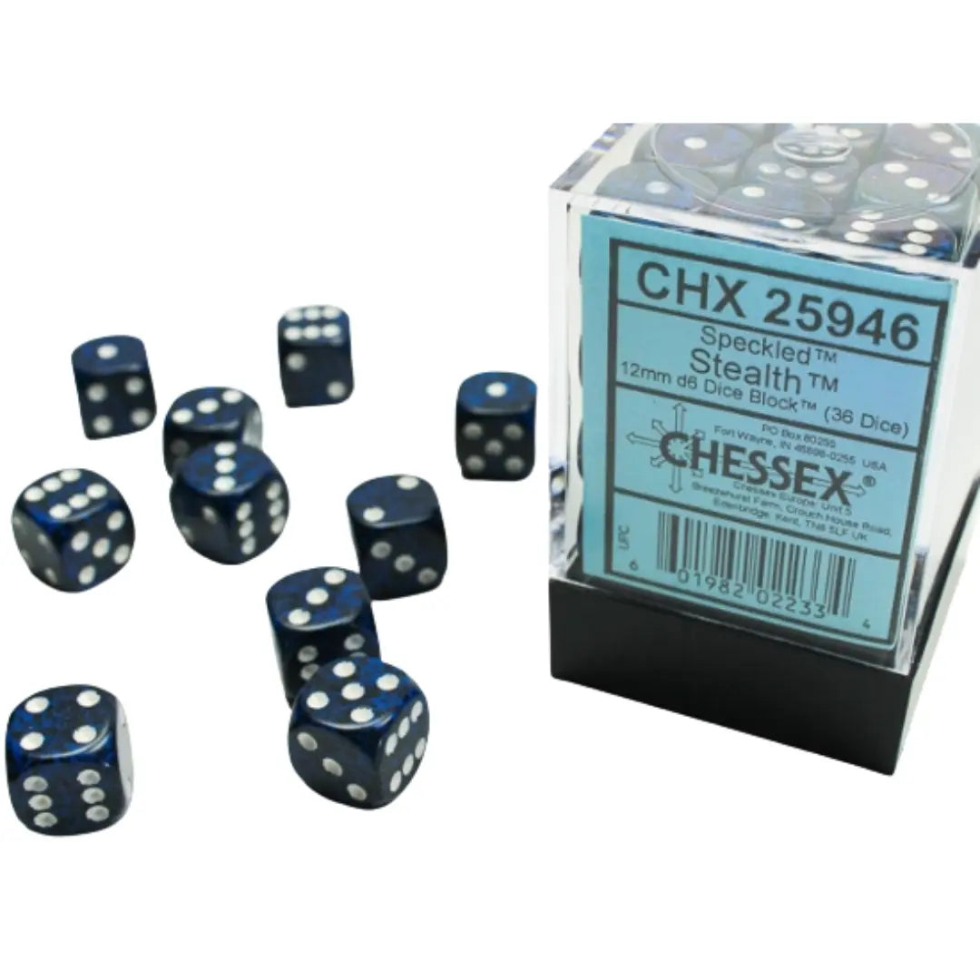 Chessex Speckled Stealth 12mm d6 Dice Block (36 dice) Moonveil Games