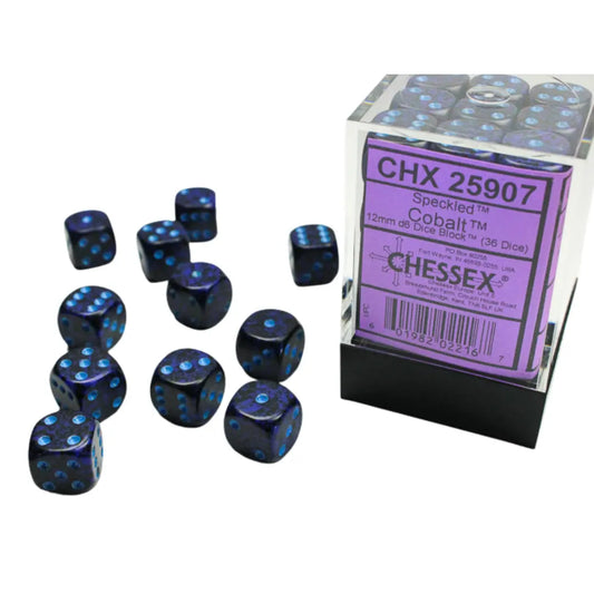 Chessex Speckled Cobalt 12mm d6 Dice Block (36 dice) Moonveil Games