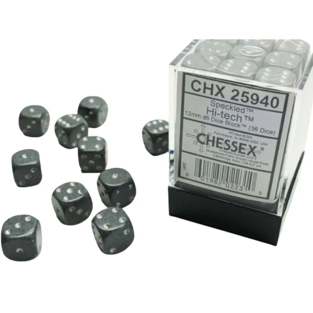 Chessex Speckled Hi-Tech 12mm d6 Dice Block (36 dice) Moonveil Games