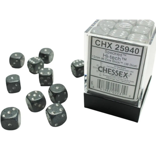Chessex Speckled Hi-Tech 12mm d6 Dice Block (36 dice) Moonveil Games