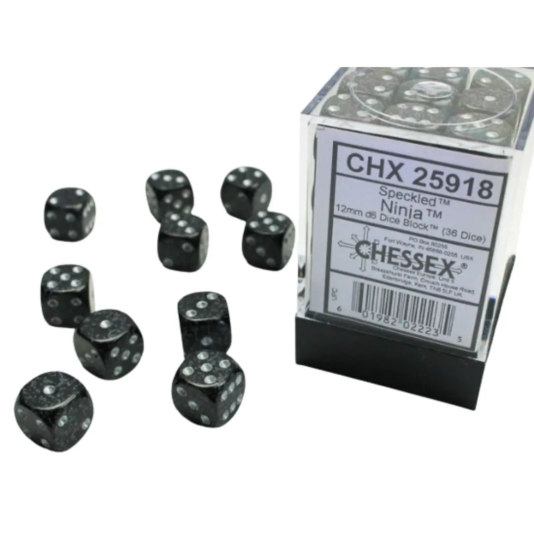 Chessex Speckled Ninja 12mm d6 Dice Block (36 dice) Moonveil Games
