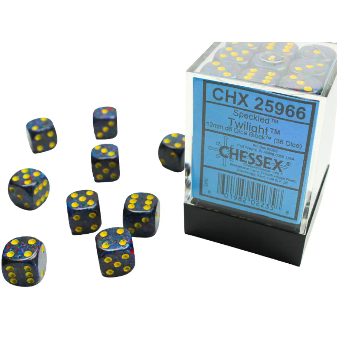 Chessex Speckled Twilight 12mm d6 Dice Block (36 dice) Moonveil Games