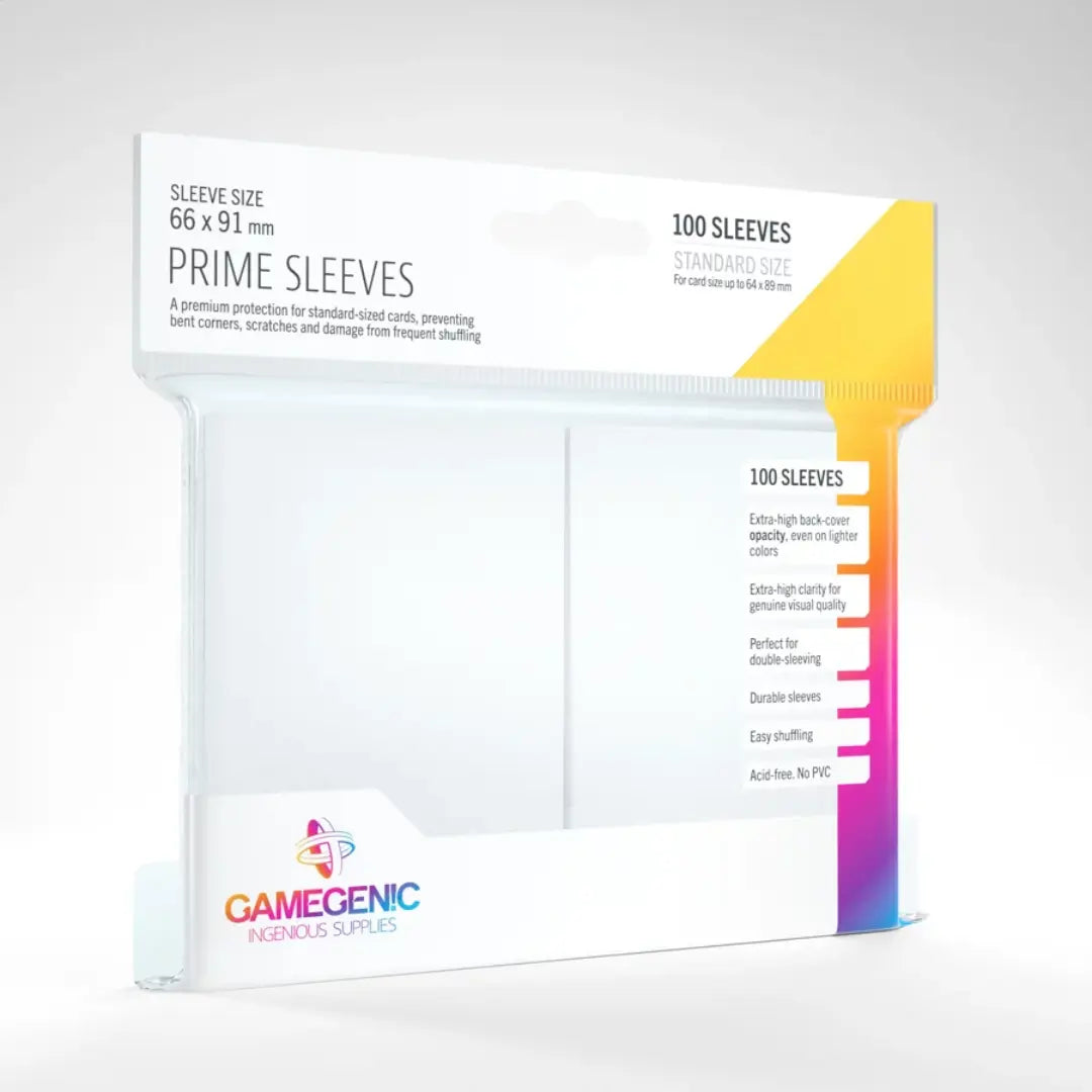 Gamegenic Prime Sleeves 100-Pack Noir - Protège-Cartes Format Standard Pour Jeux De Société