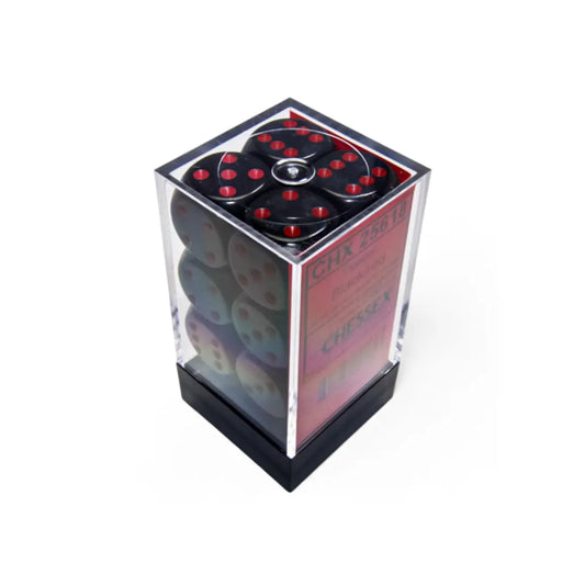 Chessex Opaque Black/red 16mm d6 Dice Block (12 dice) Moonveil Games